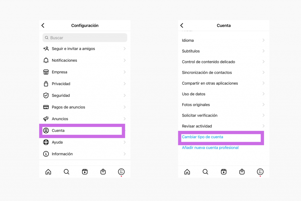 cuenta de empresa en Instagram